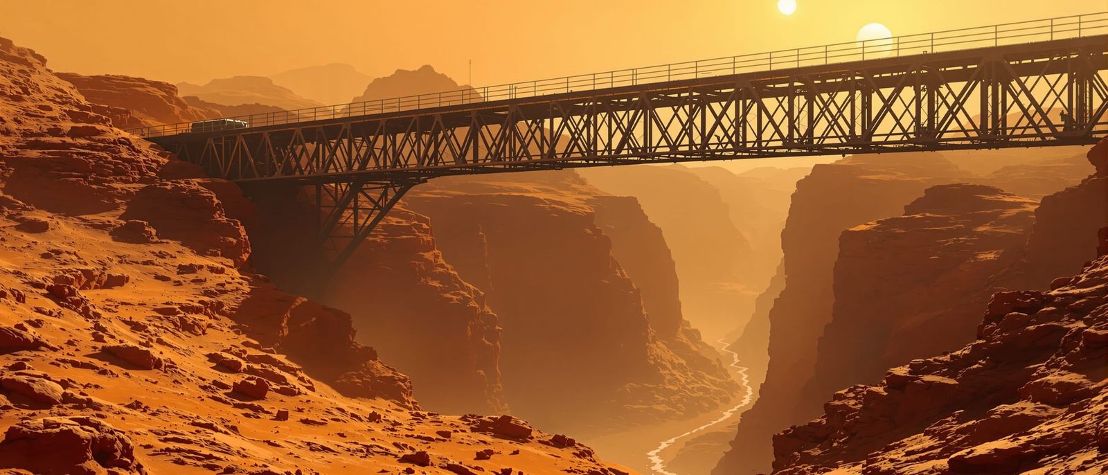 Massive Steel Bridge on Mars Ravine