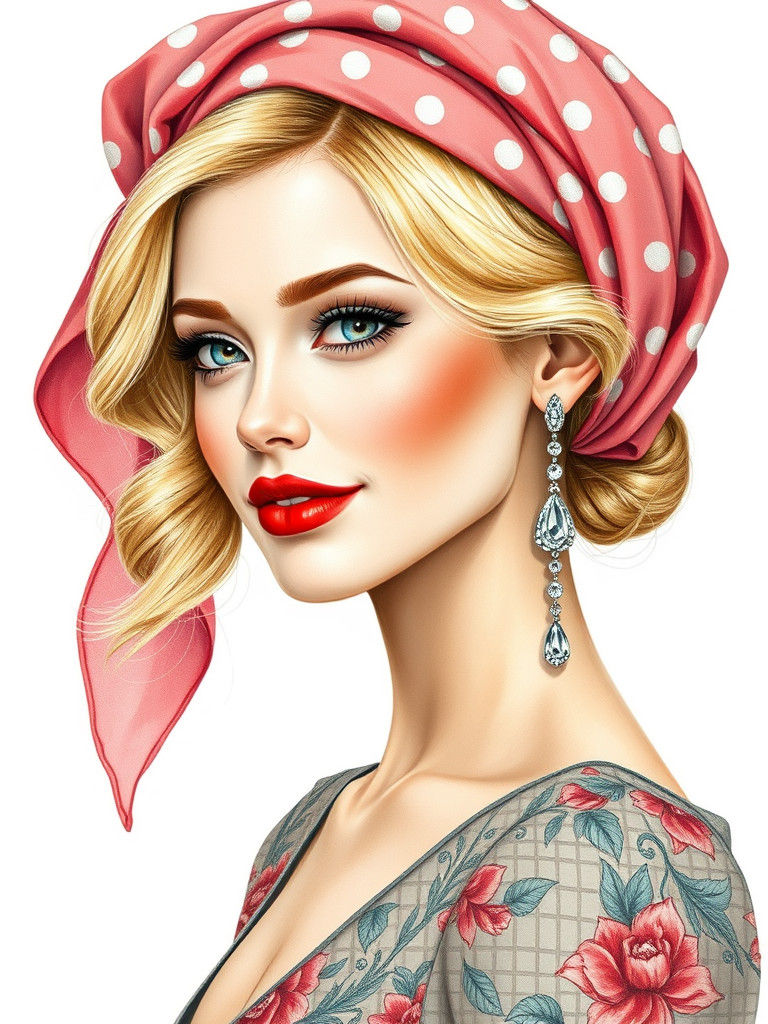 Elegant Fantasy Woman Portrait in Oil-Watercolor Style