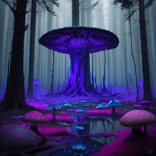 Surreal Woman in Melting Forest: Abstract Expressionism