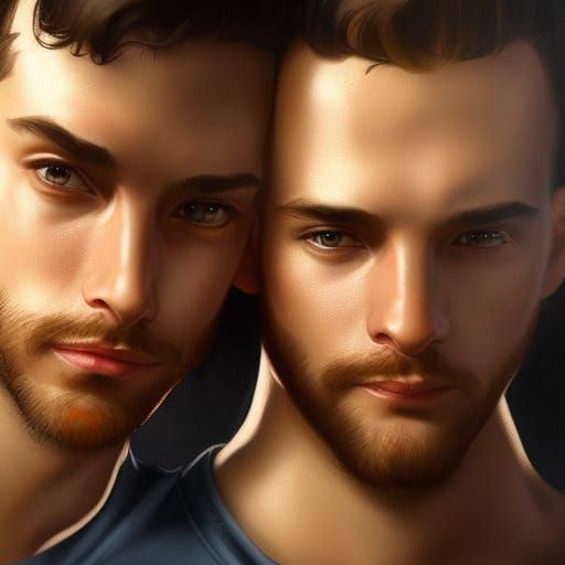 Detailed Portrait of a Gay Couple in Digital Art