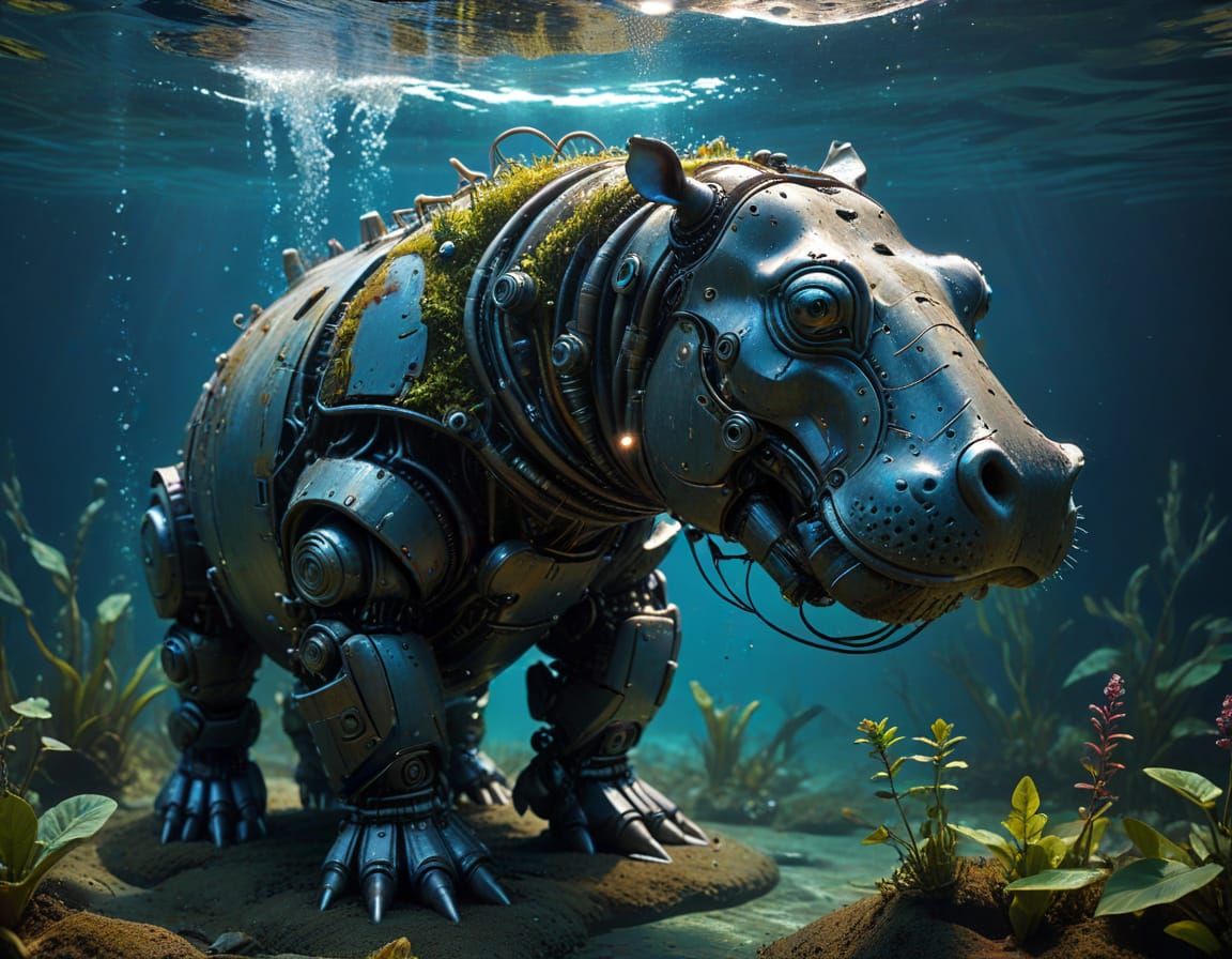 Robotic Hippopotamus Illuminates Underwater Dreamscape