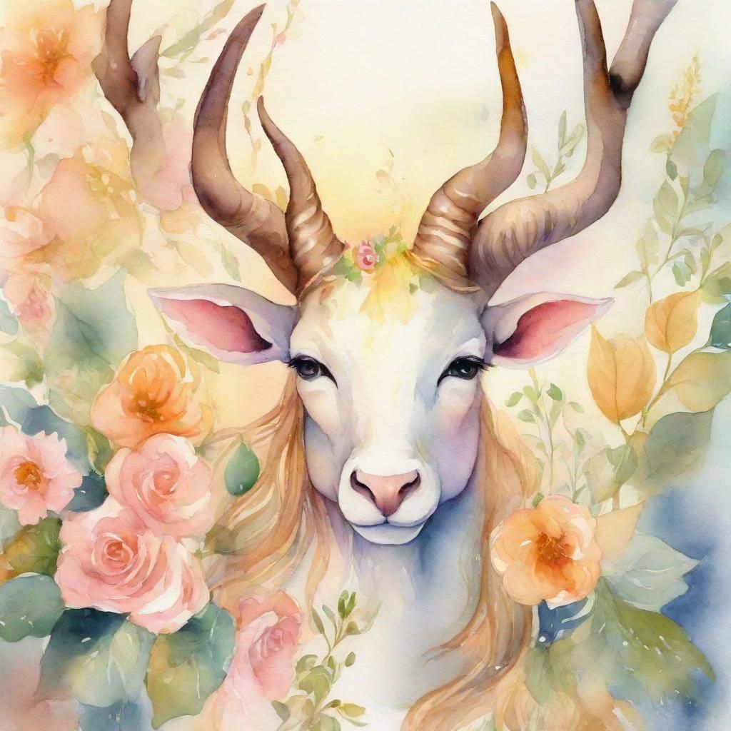 Mystical Creature Portrait in Watercolor Style