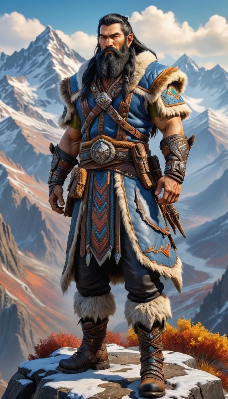 Hyperrealistic Mountain Man in Warcraft Style