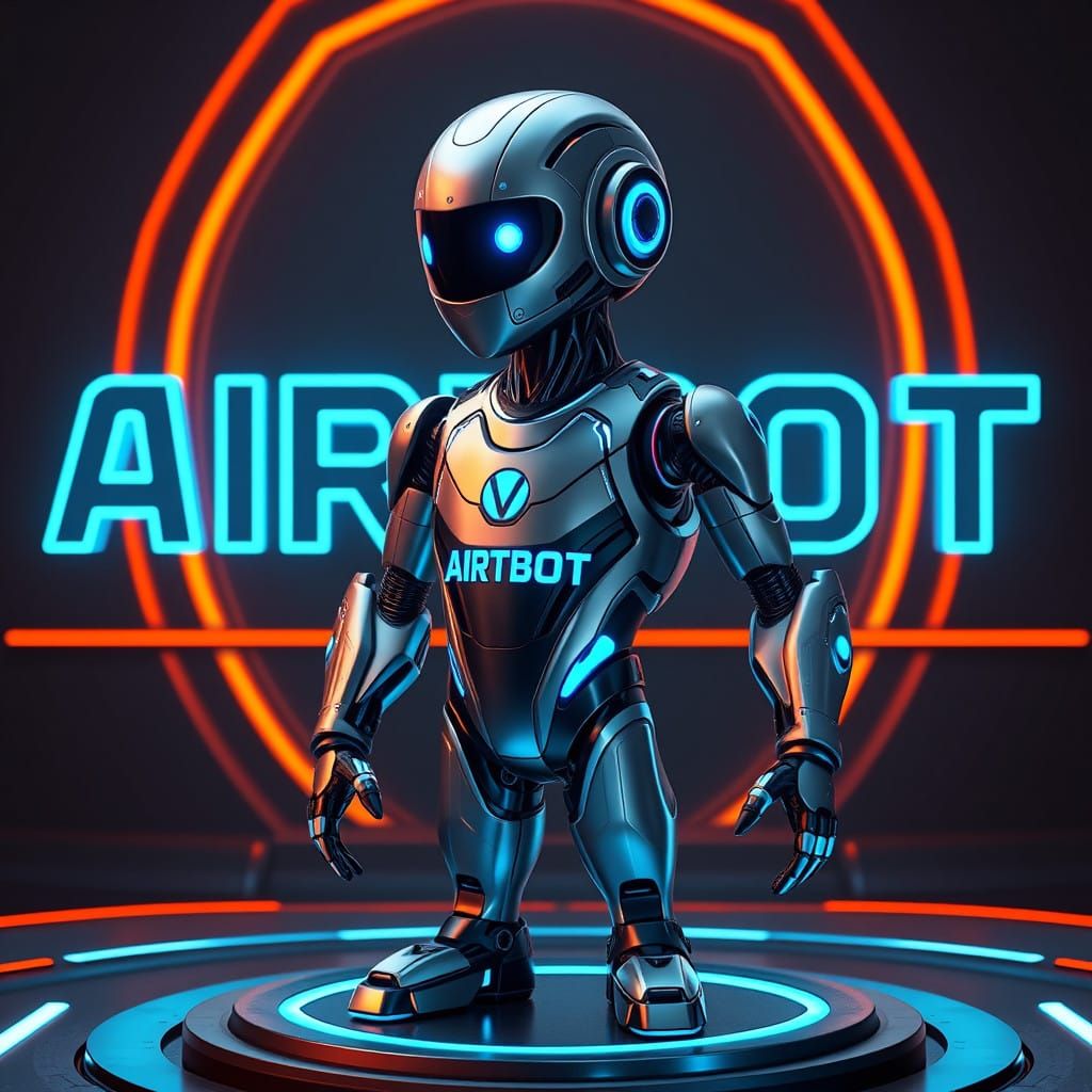 Cyberpunk Robot Avatar in Metallic Silver and Bright Blue