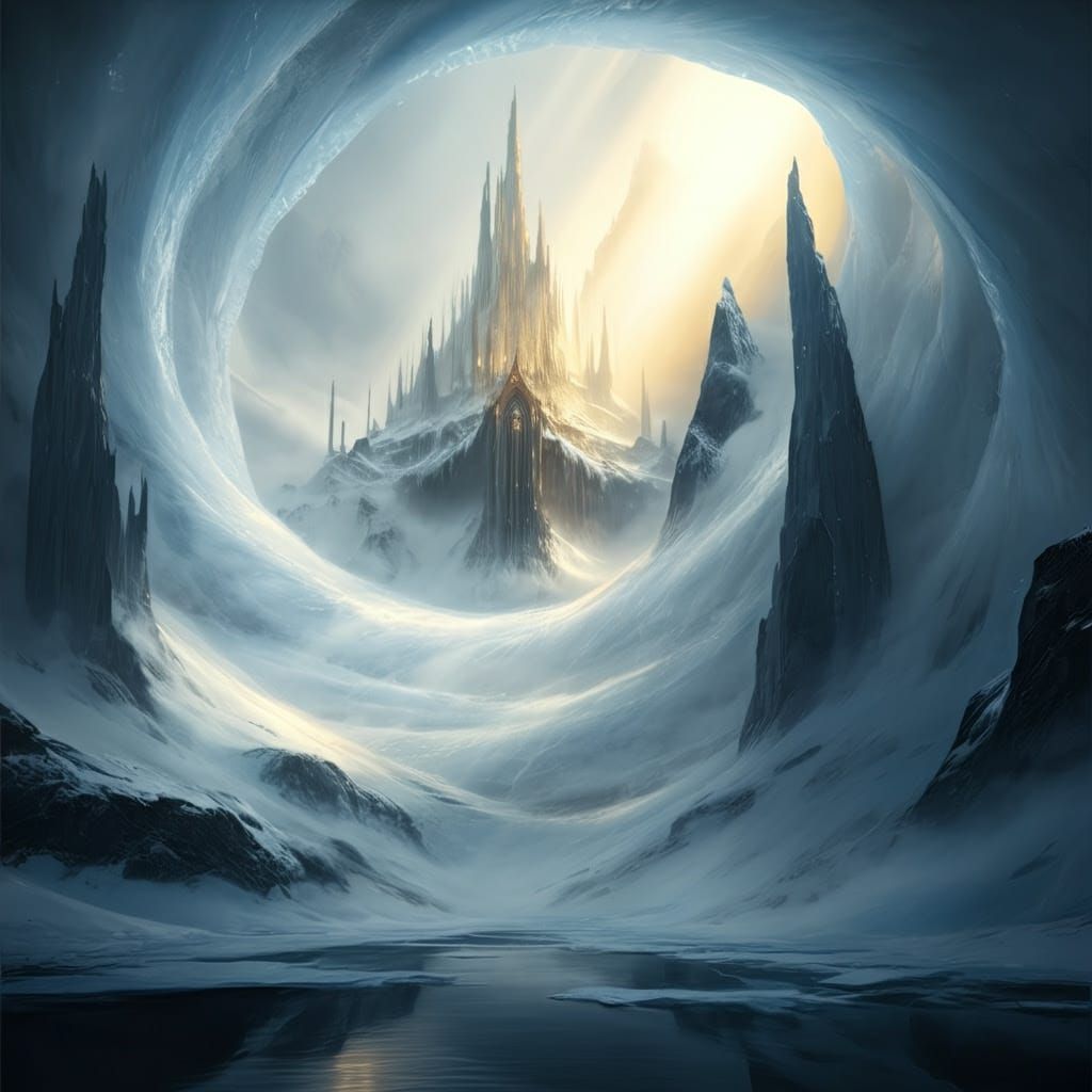 Ethereal Arctic Landscape in Cyberpunk Style