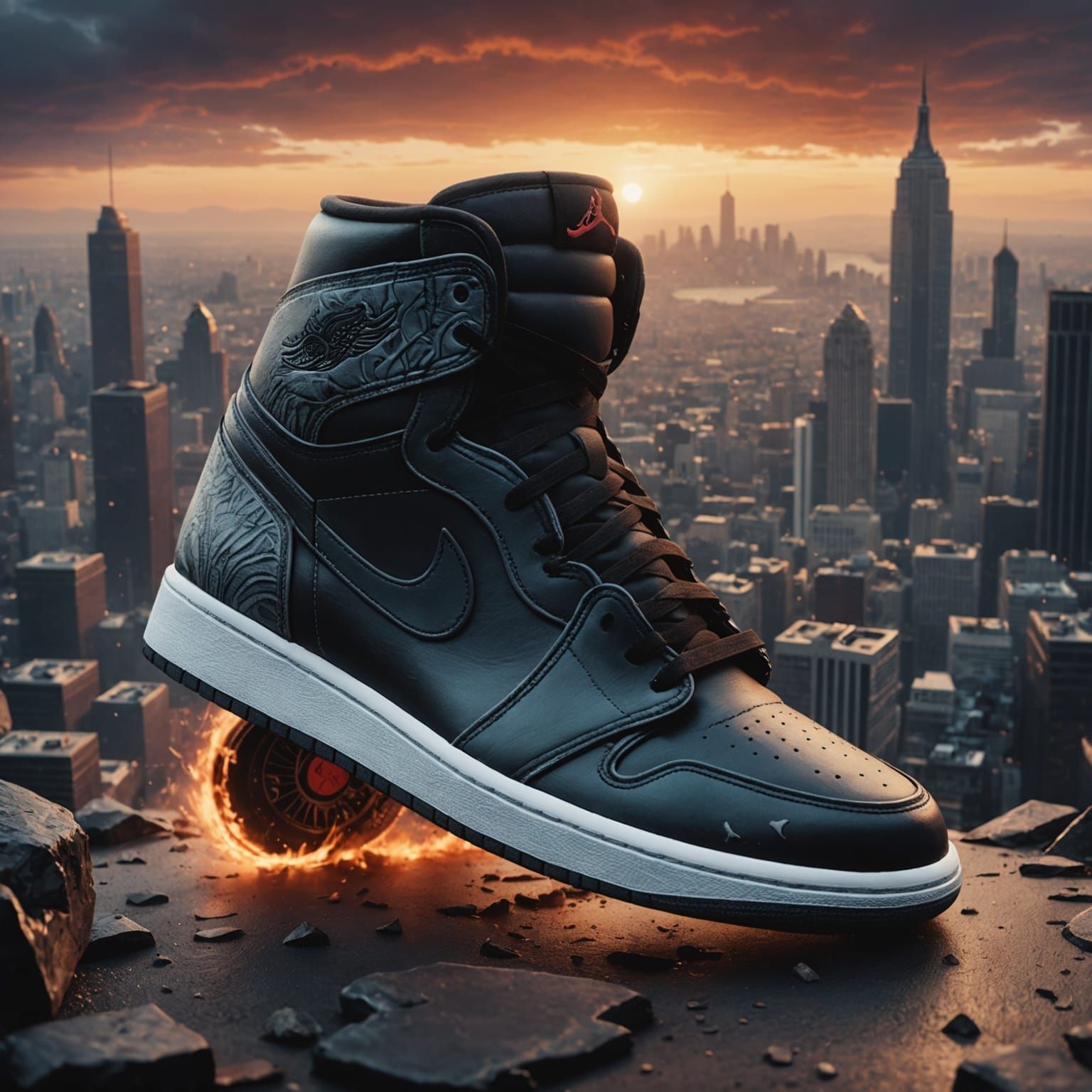 Dramatic Jordan 1 Shoes as Digital Matte Painting