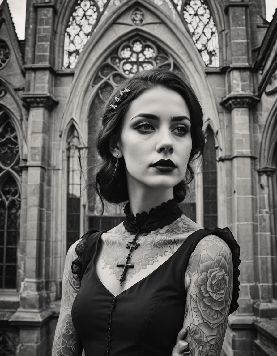 Gothic Girl Portrait with Tattoo, Fine Art Photography