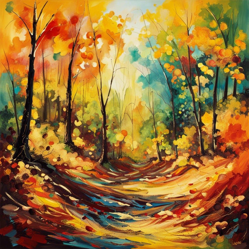 Abstract Forest Scene in Complementary Colors
