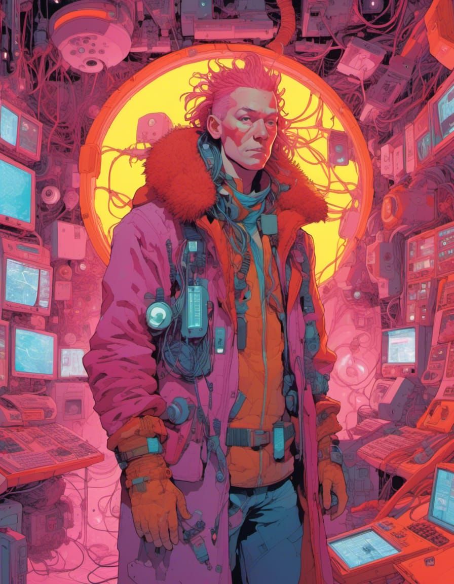 Futuristic Techno-Shaman Attuning to Digital Dimension