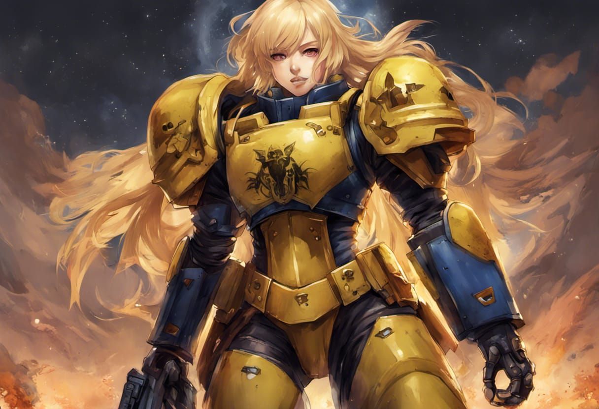 Anime Space Marine with Yellow Armor