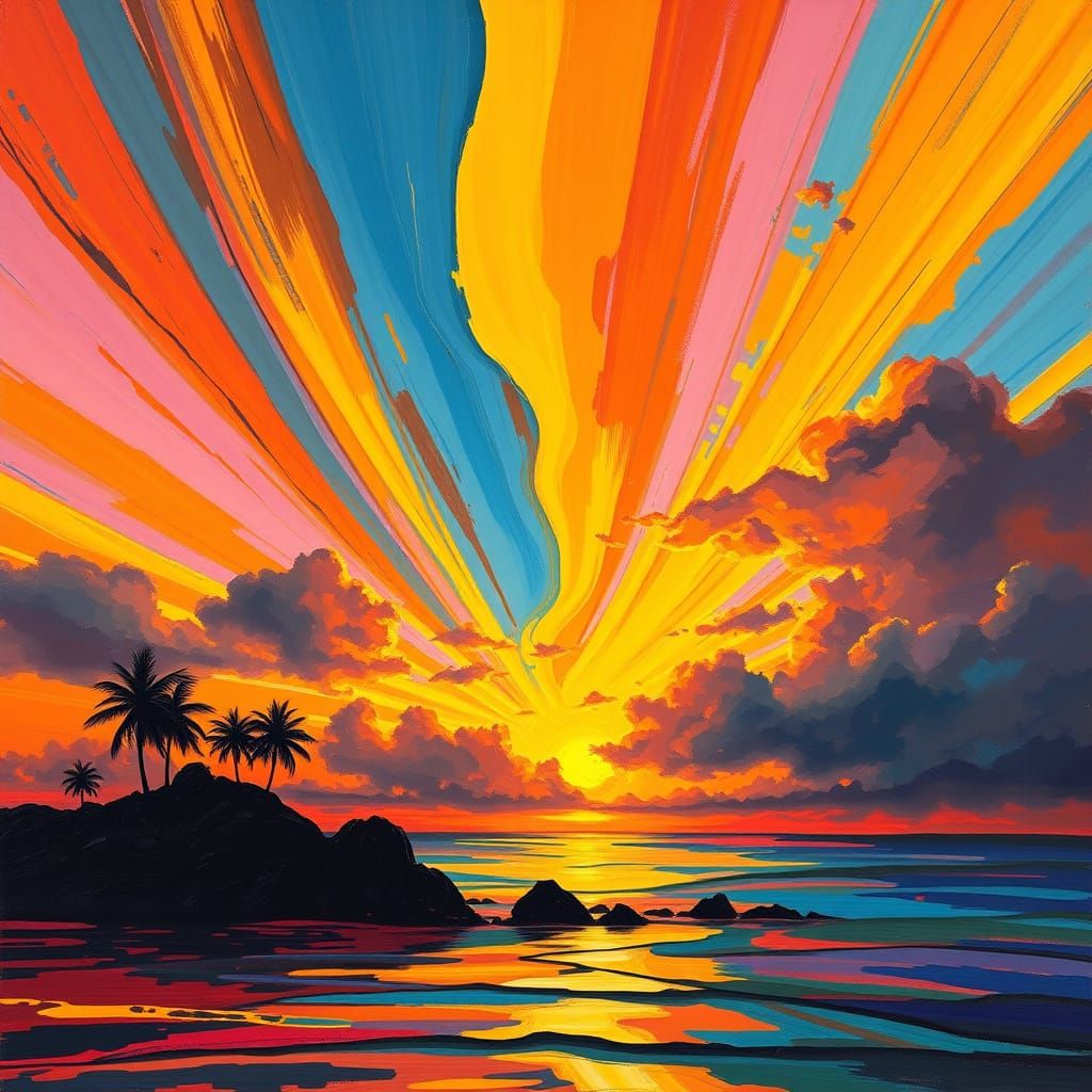 Vibrant Abstract Sunset on Réunion Island