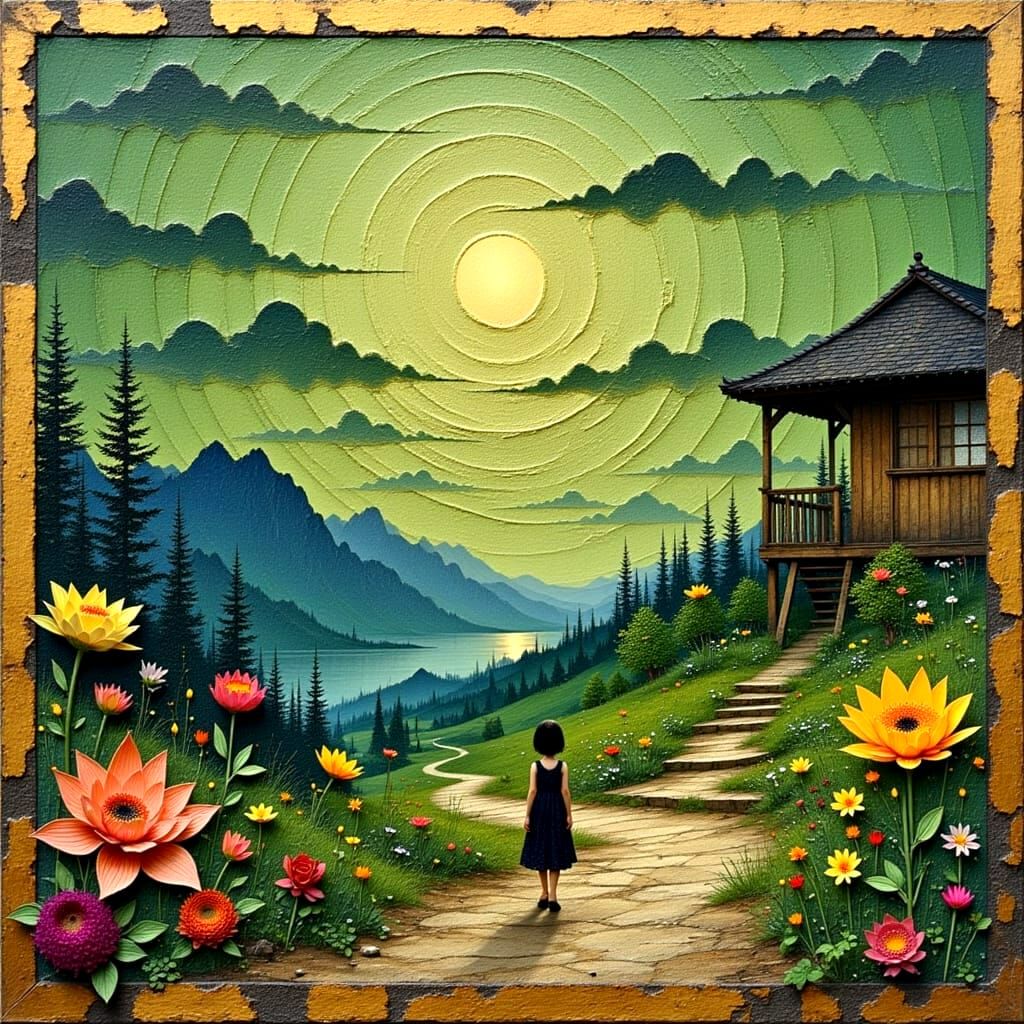 Nostalgic Summer Afternoon in Vibrant Oil Painting