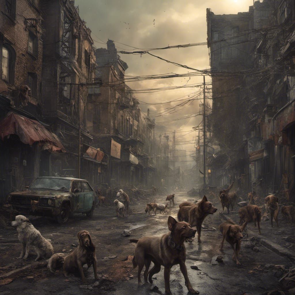 Zombie Dogs Hunting in Decaying City