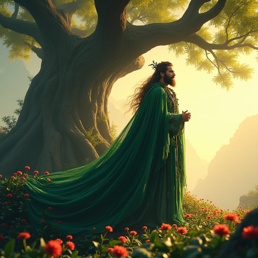 Regal Man in Nature, Matte Painting Aesthetic