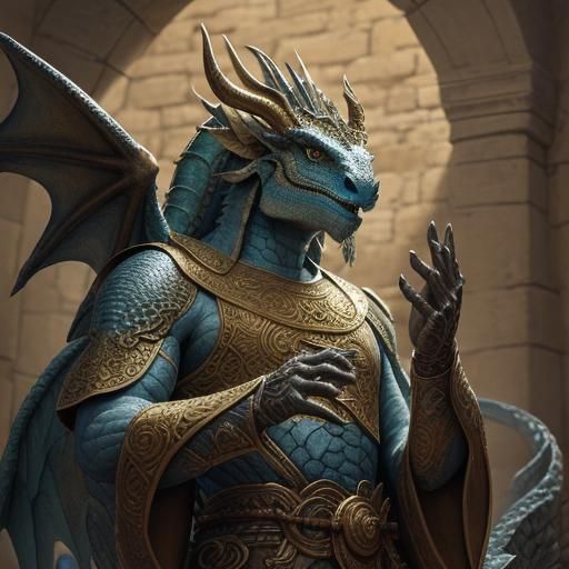 Magnificent Dragon Portrait Amidst Ancient Ruins