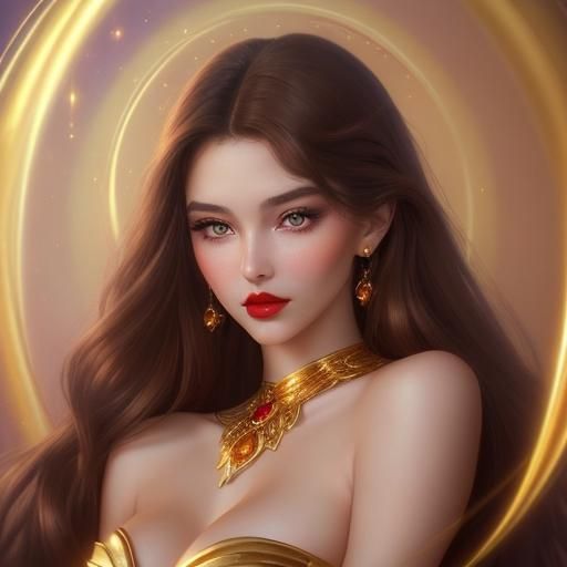 Eternal young lady with perfect flawless skin that shimmers&...