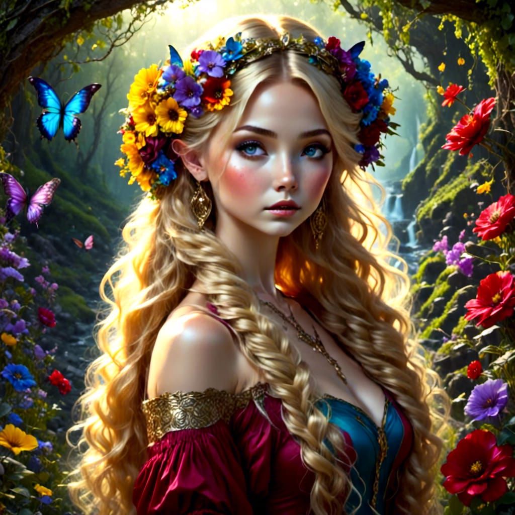Beautiful Fairy in Flower Garden Animation