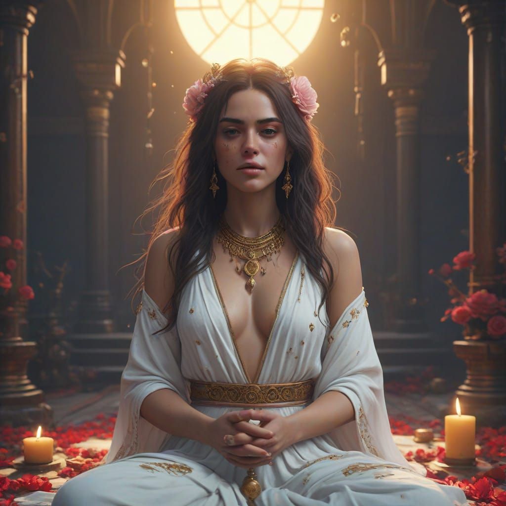 Ethereal Woman in Serene Meditation