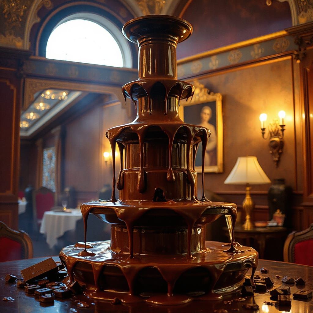 Luxurious Chocolate Fountain in Photorealistic Style
