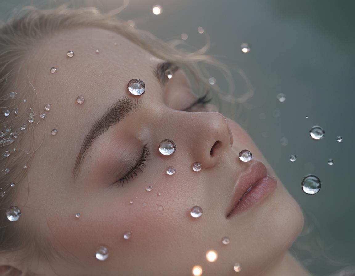 Dew Drops Reflect Dawn Light on Sleeping Face