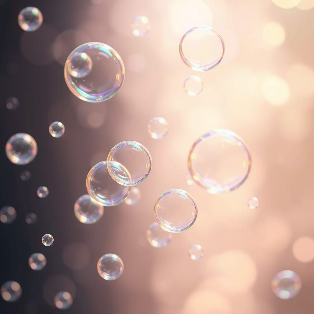 Iridescent Bubbles Floating Upwards in Dreamy Digital Art