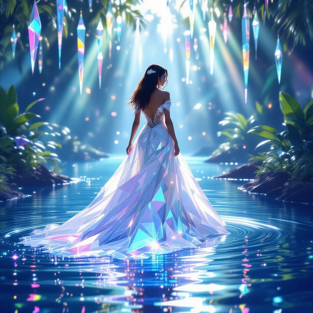 Diamond Gown Woman in Refracted Light