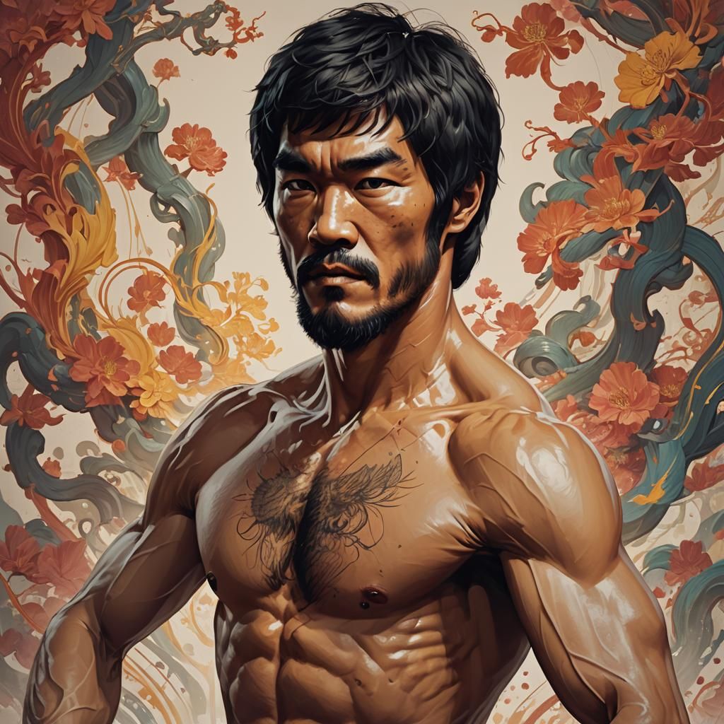 Bearded Bruce Lee: Hyperdetailed Portrait in Unreal Engine