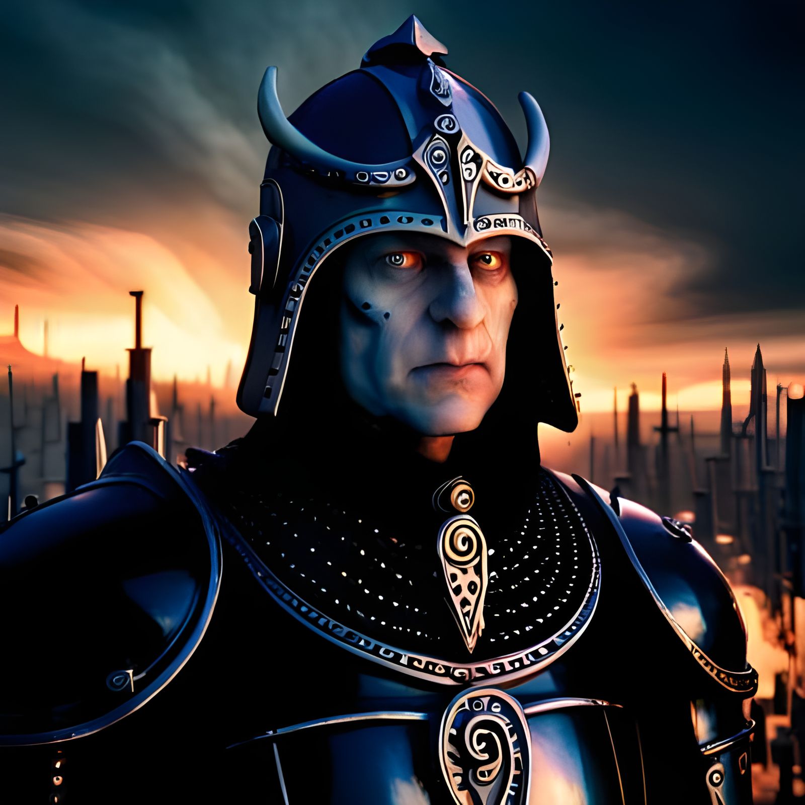 Dark Knight in Burning Village: Sinister Portrait