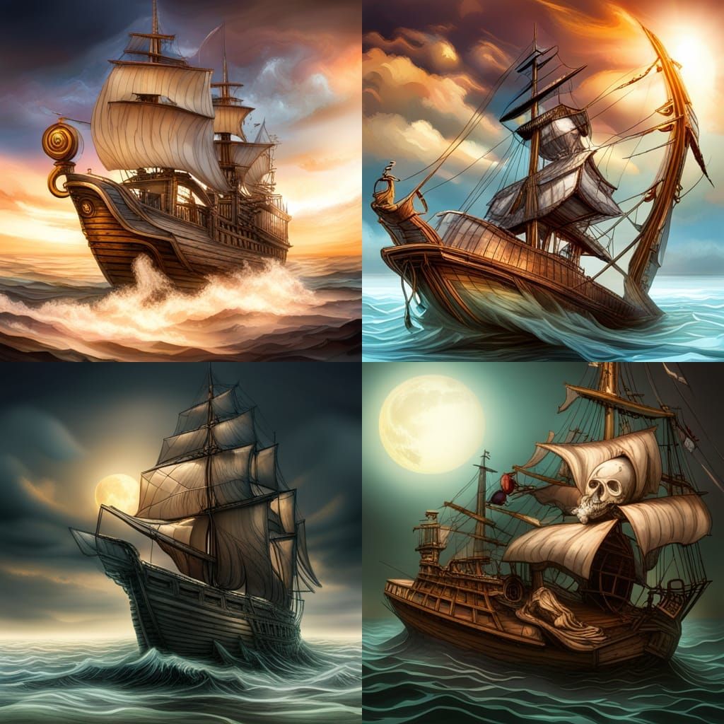 Transparent Pirate Ghost on Sunken Ship