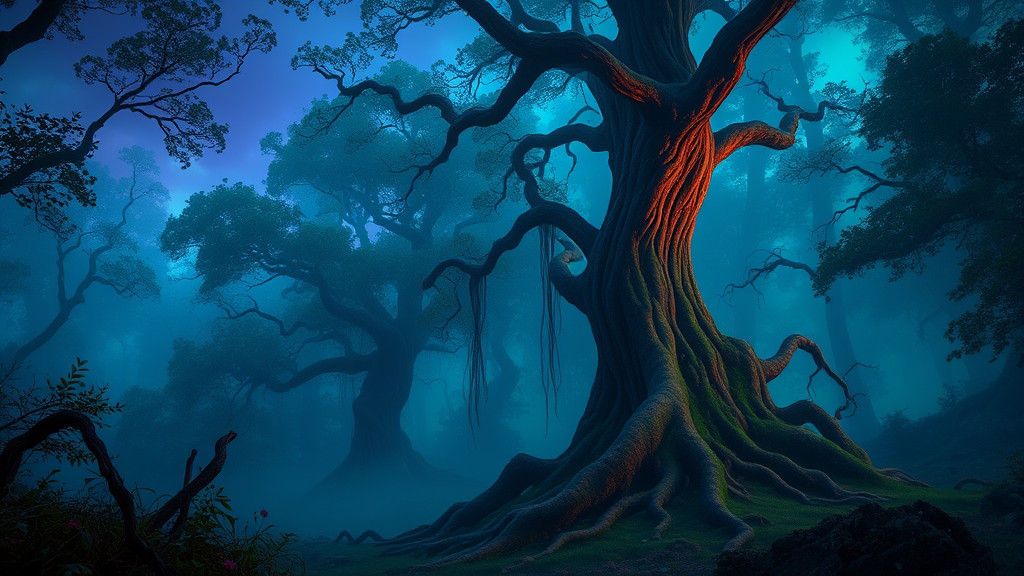 Lush Misty Forest in Fantasy Concept Art Style