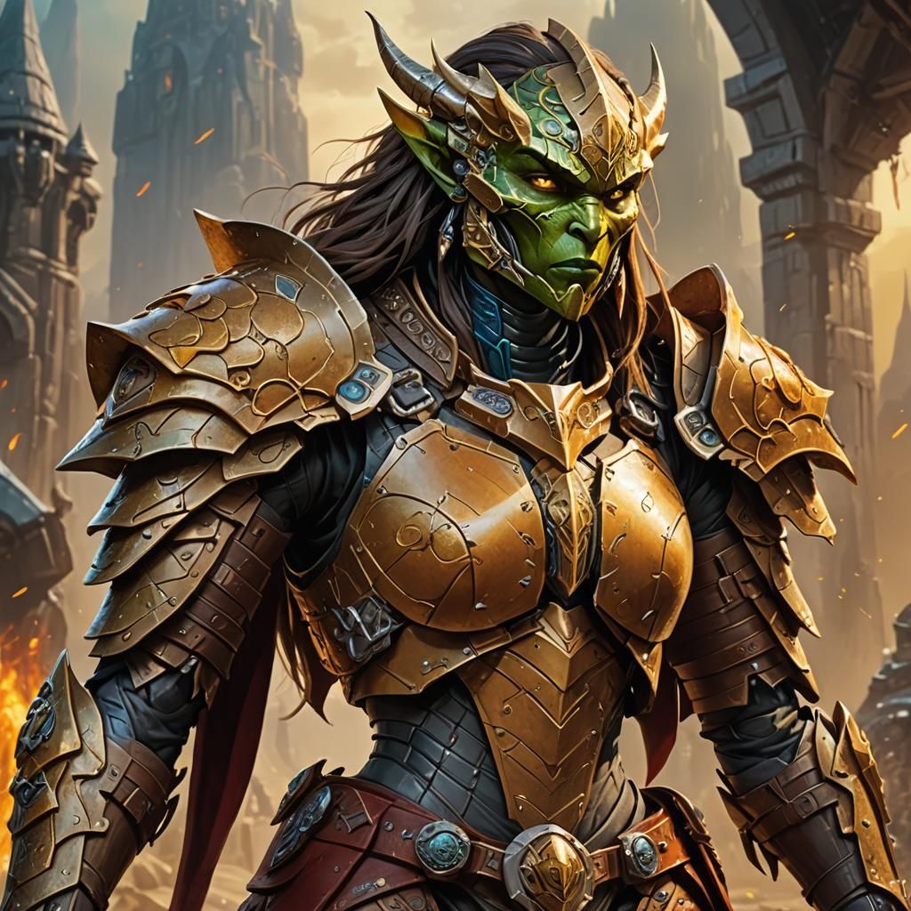 Half-Orc Warrior in Leather Armor Fantasy Art