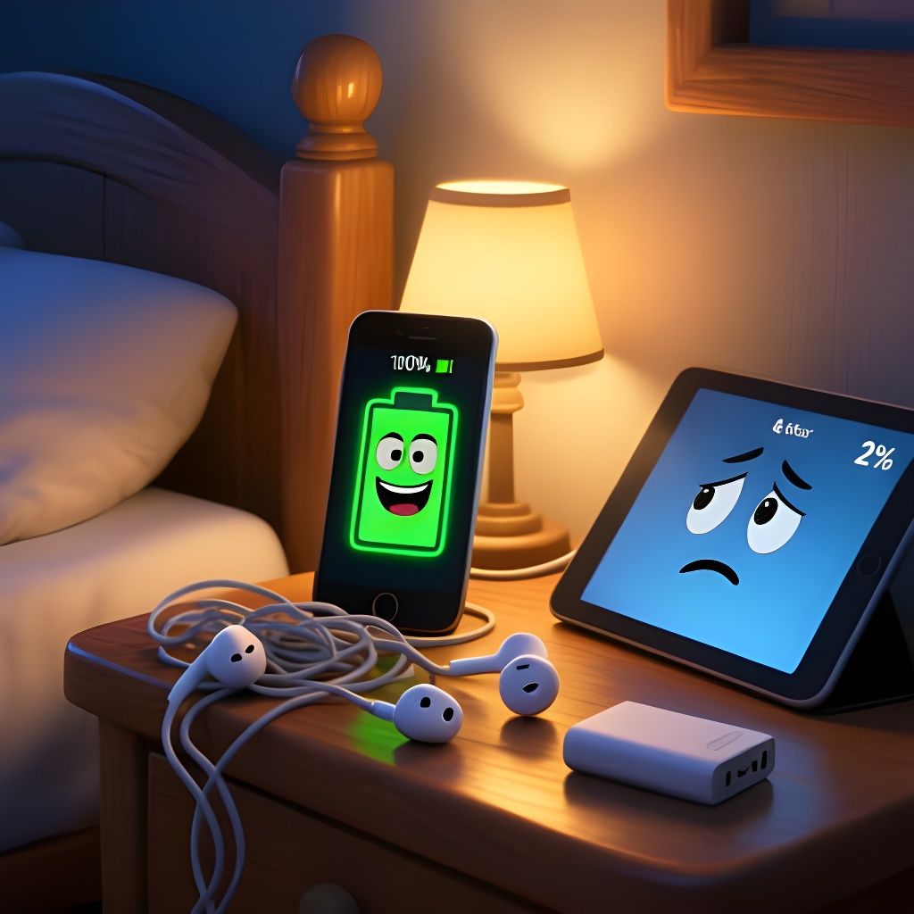 Comical Night Scene: Smug Phone at Charging Station