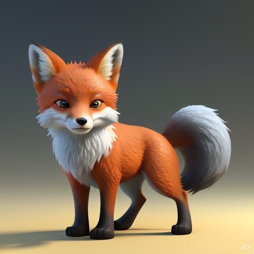 Adorable Baby Fox in Pixar Style
