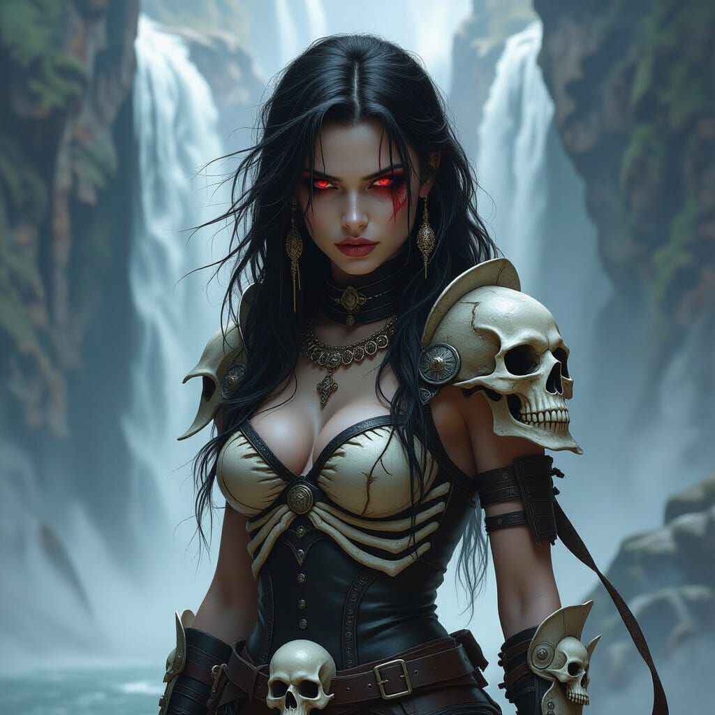 Warrior Woman of Skallag in Skull Helmet