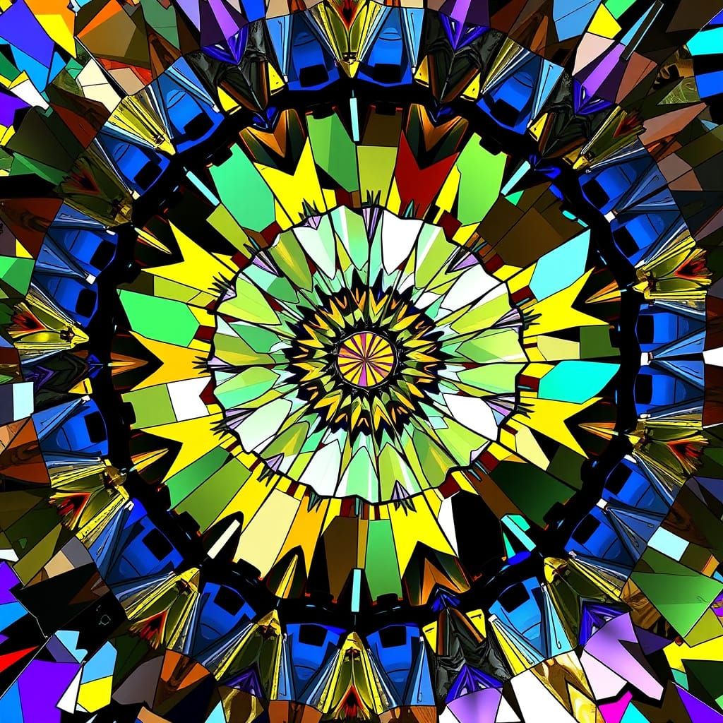 Kaleidoscope Art in Abstract Cubism Style