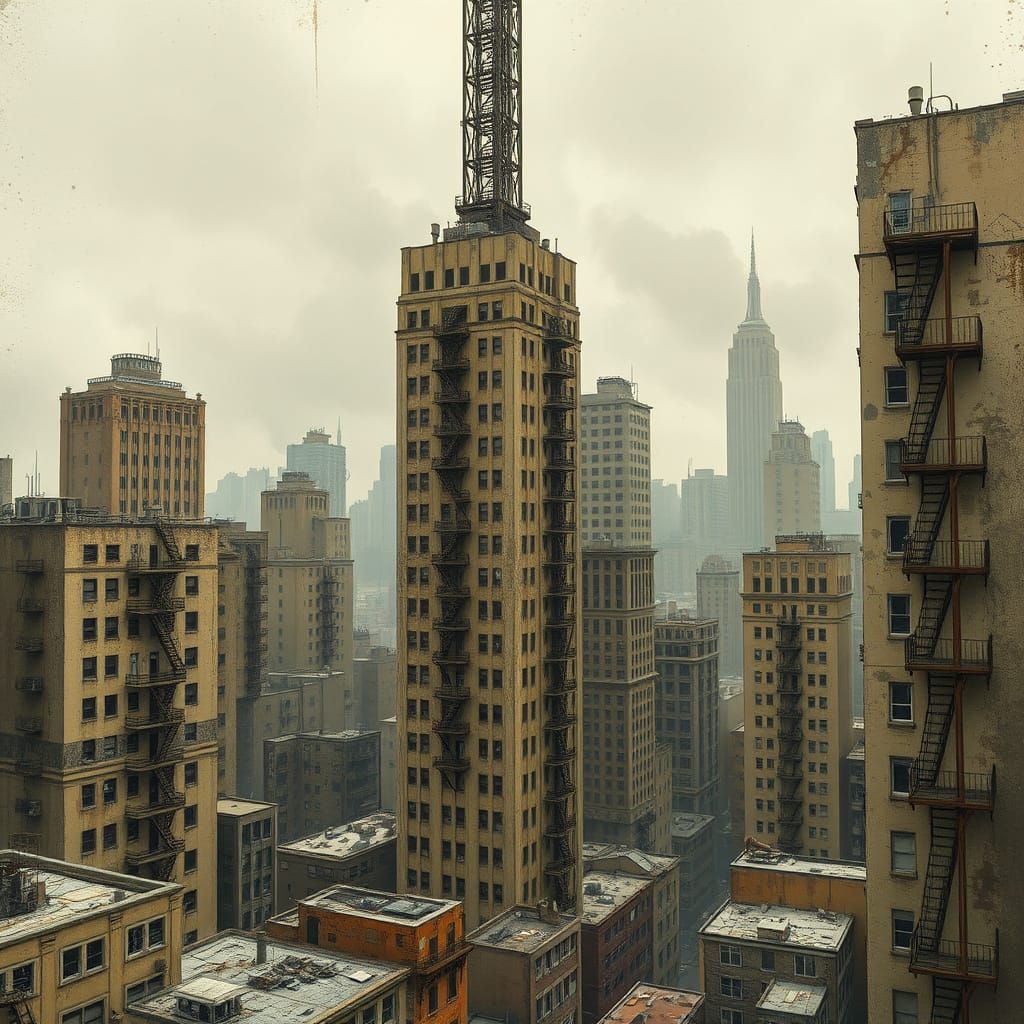 Dystopian Metropolis in Gritty, Cyberpunk Style