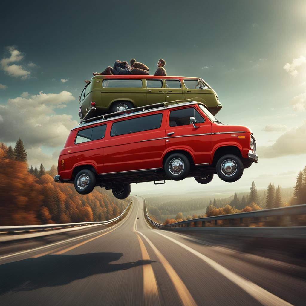 1972 Ford Econoline Upside Down on Highway