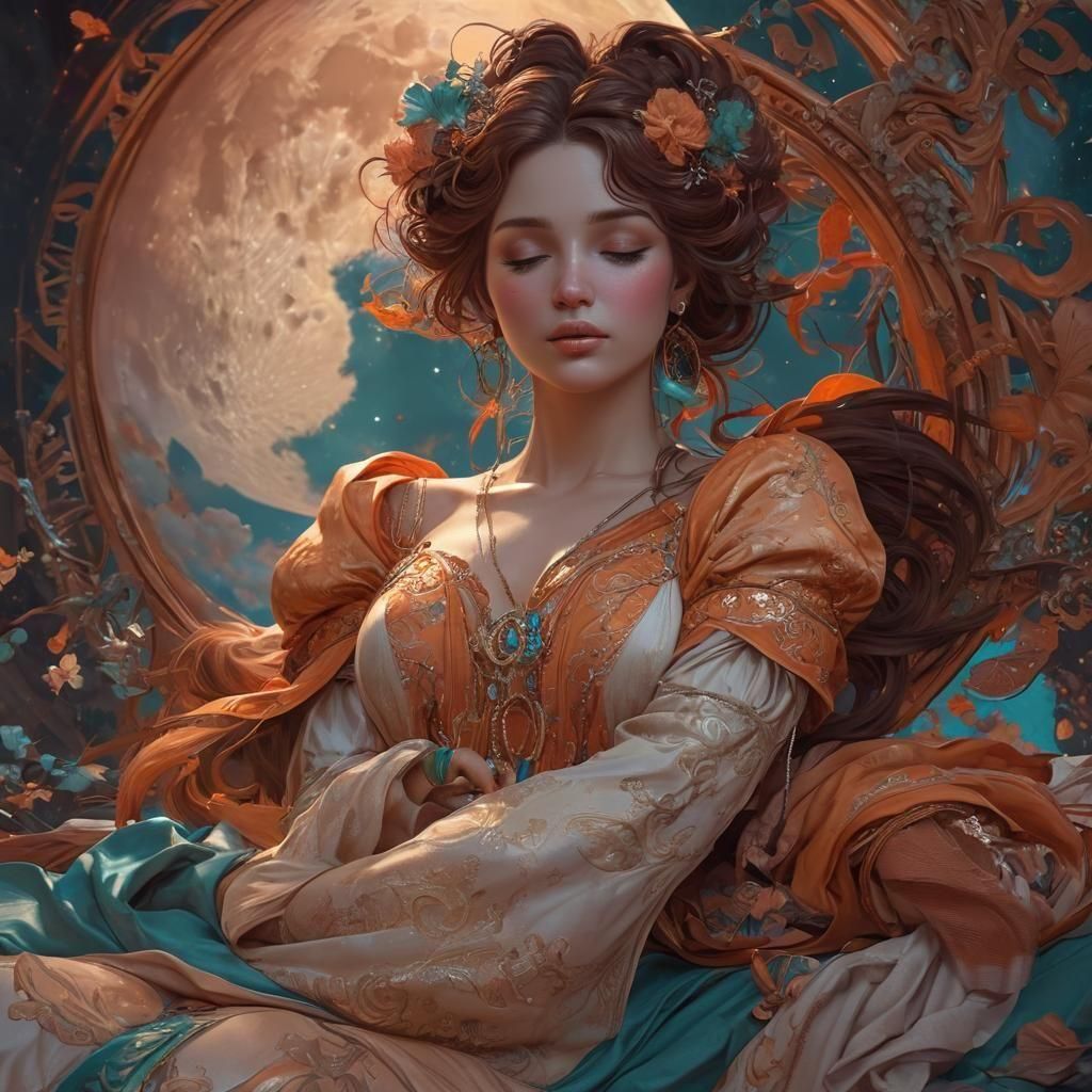 Sleeping Moon Goddess Digital Painting