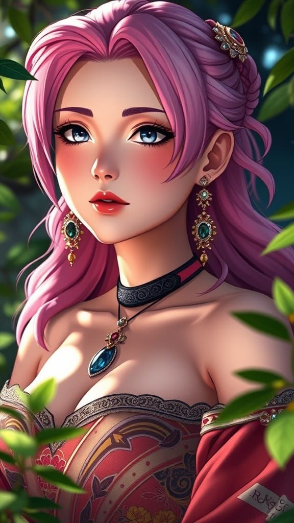 Sakura Haruno Portrait with Expressive Eyes and Jewelry