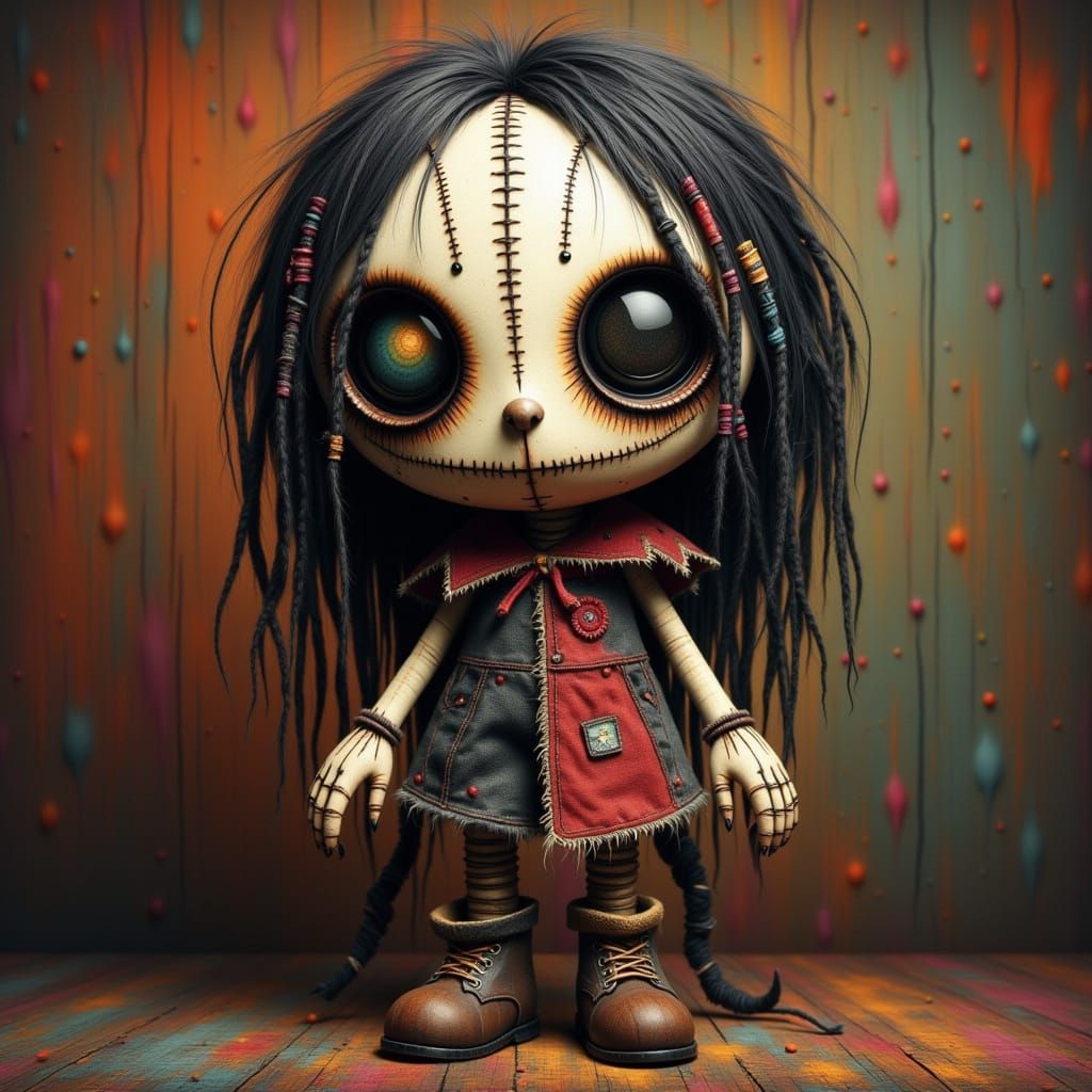 Cute Handmade Voodoo Doll with Patchwork Details