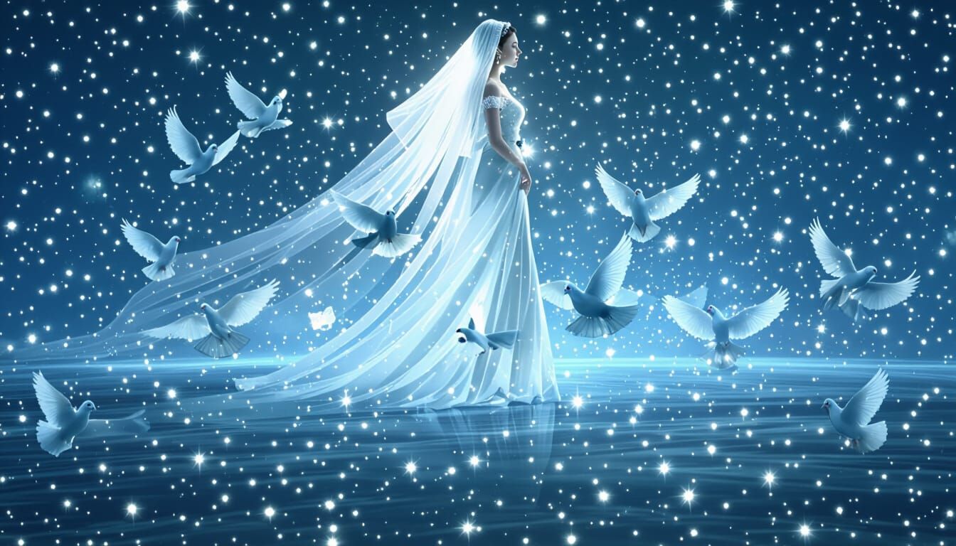 Heavenly Wedding Dress with Majestic Doves