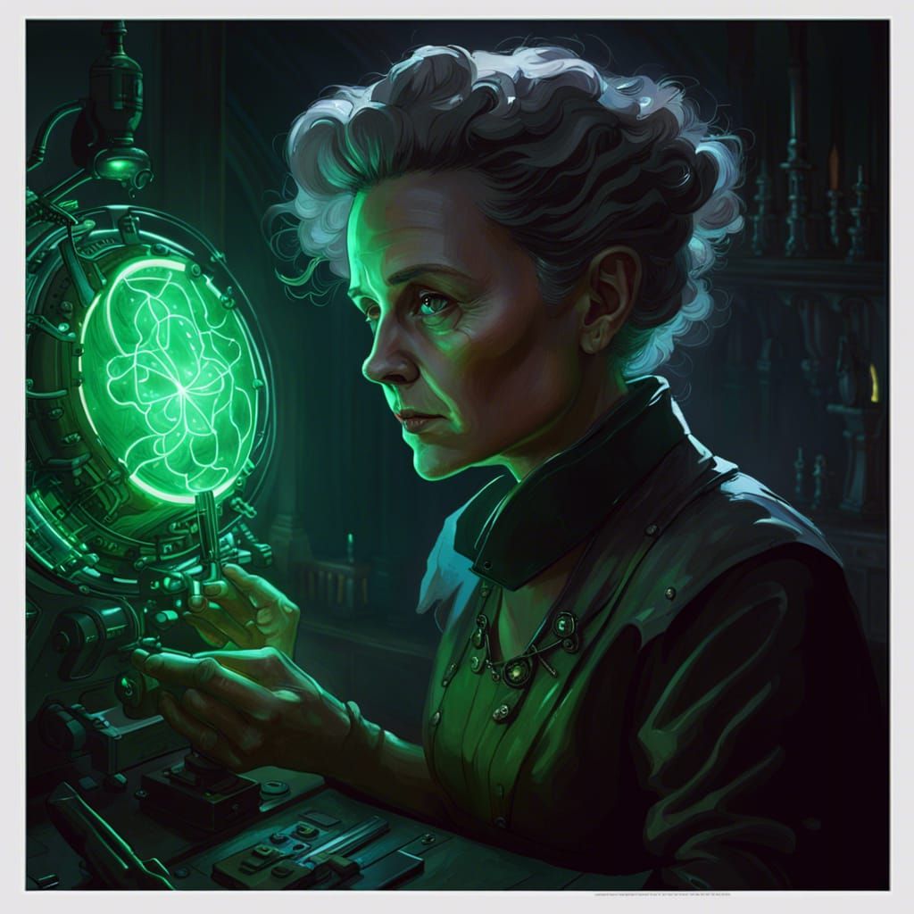 Marie Curie's Radium Discovery: Dark Fantasy Concept Art