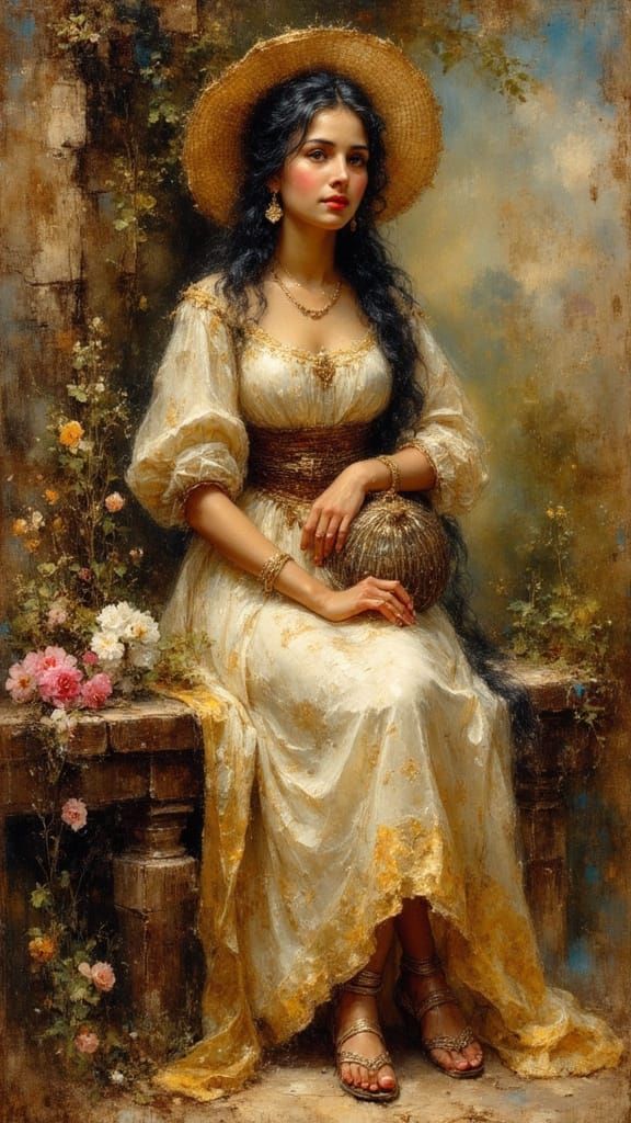 Portrait of Colombian Woman in Ethereal Impressionism