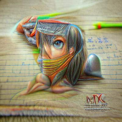Mysterious Girl: Hyperrealistic 3D Pencil Sketch