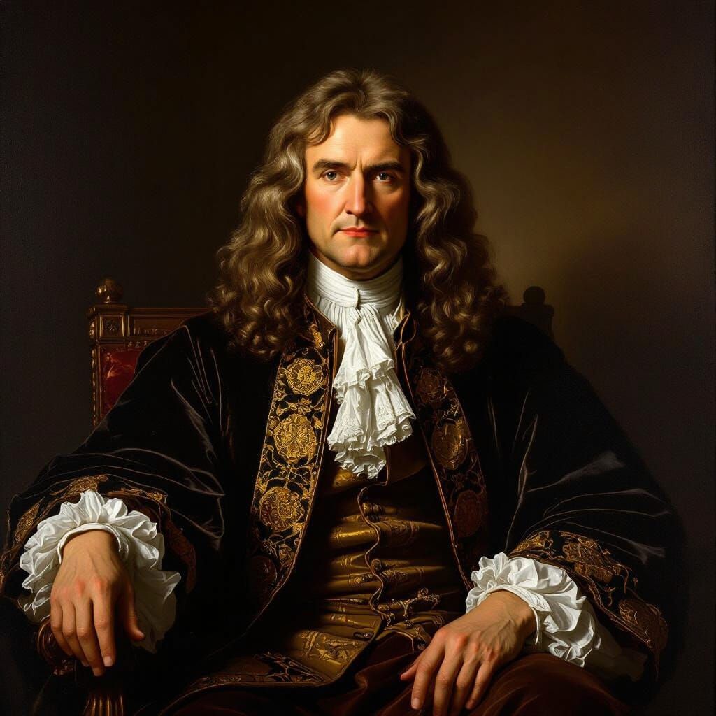 Sir Isaac Newton in Baroque Oil Portrait