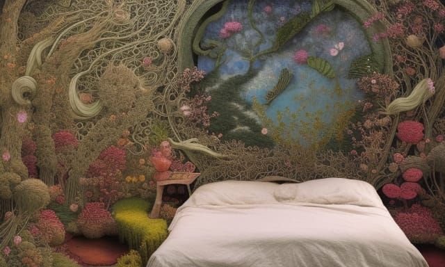 Surreal Flower Bed: A Detailed Fairytale Image