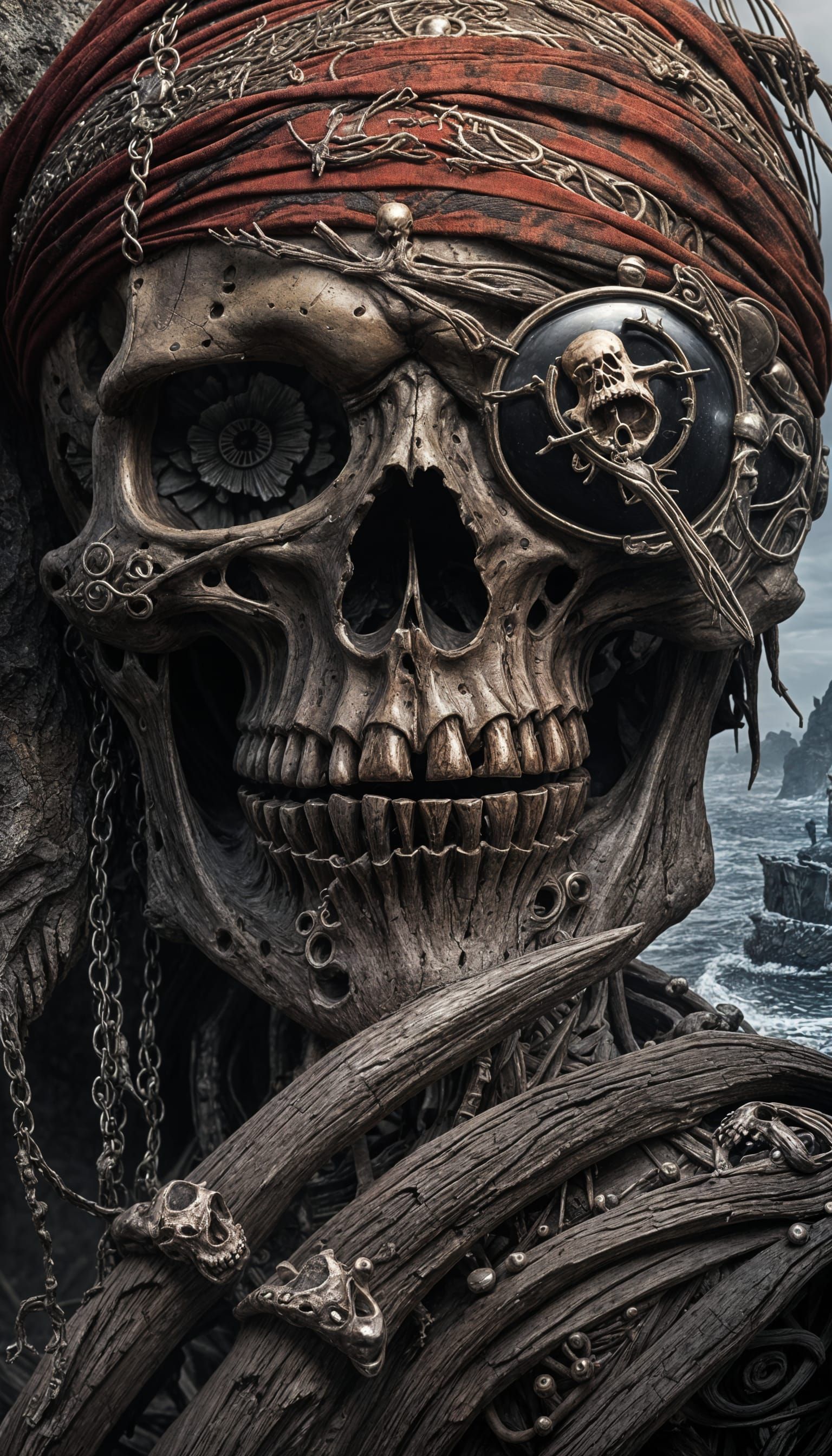 Skeleton Pirate Concept Art in Dark Fantasy Style