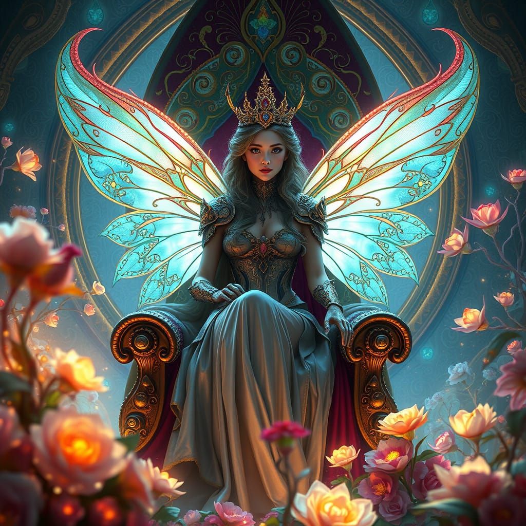 Ethereal Fairy Queen in Vibrant, Hyperrealistic Realm