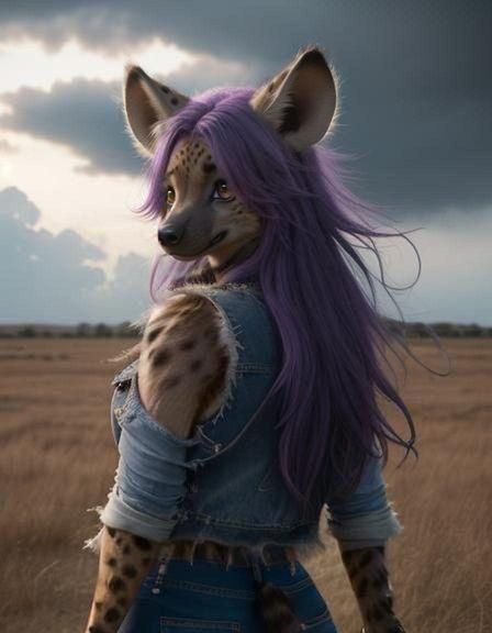 Hyperdetailed Furry Goddess in Midnight Storm