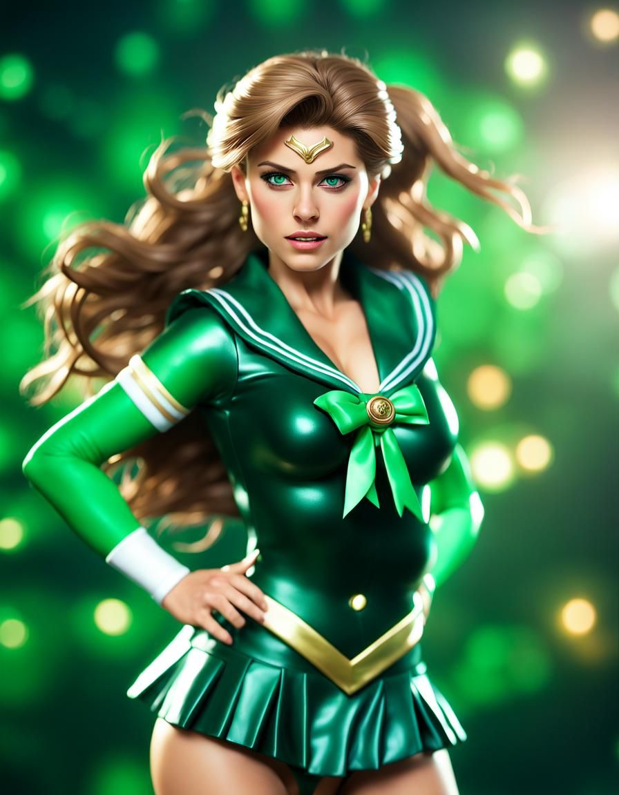 Sailor Jupiter in Flight: Photorealistic Acrylic Painting